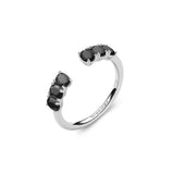 925‰ rhodium-plated sterling silver ring with black oval cubic zirconia.