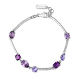 Fancy Necklace In 925/1000 Rhodium-Plated Silver And White And Amethyst Cubic Zirconia, Pear Shape | Fmp132