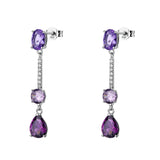 Fancy Necklace In 925/1000 Rhodium-Plated Silver And White And Amethyst Cubic Zirconia, Pear Shape | Fmp133