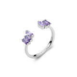 925‰ rhodium-plated sterling silver ring with amethyst color baguette cubic zirconia.