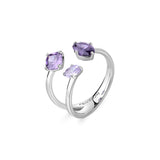 925‰ rhodium-plated sterling silver ring with amethyst color cubic zirconia.