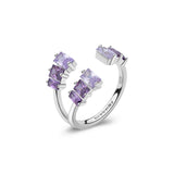 925‰ rhodium-plated sterling silver ring with amethyst color baguette cubic zirconia.