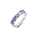 925‰ rhodium-plated sterling silver ring with amethyst color cushion cubic zirconia.