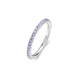 925 Rhodium-plated sterling  ring with amethyst color cubic zirconia.