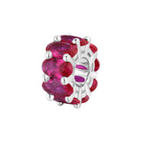 925  Rhodium-Plated Sterling Silver Color Charm With Ruby Color Oval Cubic Zirconia.|Fpr01