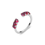 FANCY ring in 925/1000 rhodium-plated silver and ruby cubic zirconia, pear shape