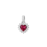 925  Rhodium-Plated Sterling Silver Heart-Shaped Kate Pendant With Clear Cubic Zirconia And Ruby Color Cubic Zirconia.|Fpr117