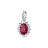 925  Rhodium-Plated Sterling Silver Kate Pendant With Clear Cubic Zirconia And Ruby Color Oval Cubic Zirconia.|Fpr13