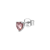 Fancy Stud Earring In Sterling Silver 925/1000 Rhodium Plated And Vintage Rose Cubic Zirconia Heart Shape | Ftp09