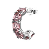 Fancy Hoop Earring In Sterling Silver 925/1000 Rhodium Plated And Vintage Rose Cubic Zirconia Cushion Shape | Ftp12