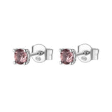 Fancy Stud Earrings In Sterling Silver 925/1000 Rhodium Plated And Vintage Rose Cubic Zirconia Round Shape | Ftp13
