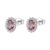 Fancy Kate Earrings In Sterling Silver 925/1000 Rhodium Plated And White And Vintage Rose Cubic Zirconia Oval Shape | Ftp16