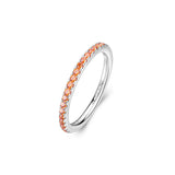 925 Rhodium-plated sterling  ring with orange color cubic zirconia.