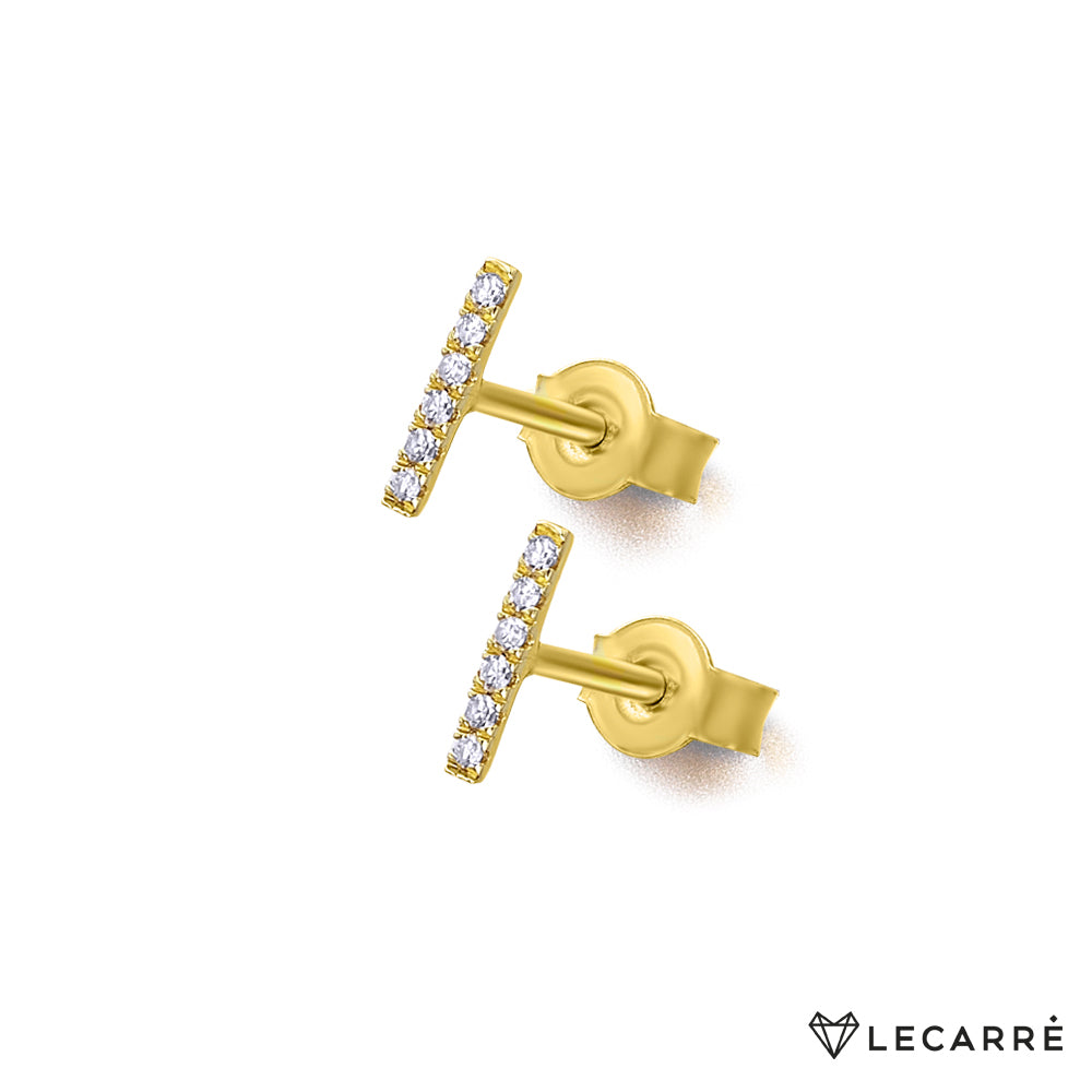 Lecarre 18 ct Gold Bar earrings O.A brill.  GB046OA.00 Highcove