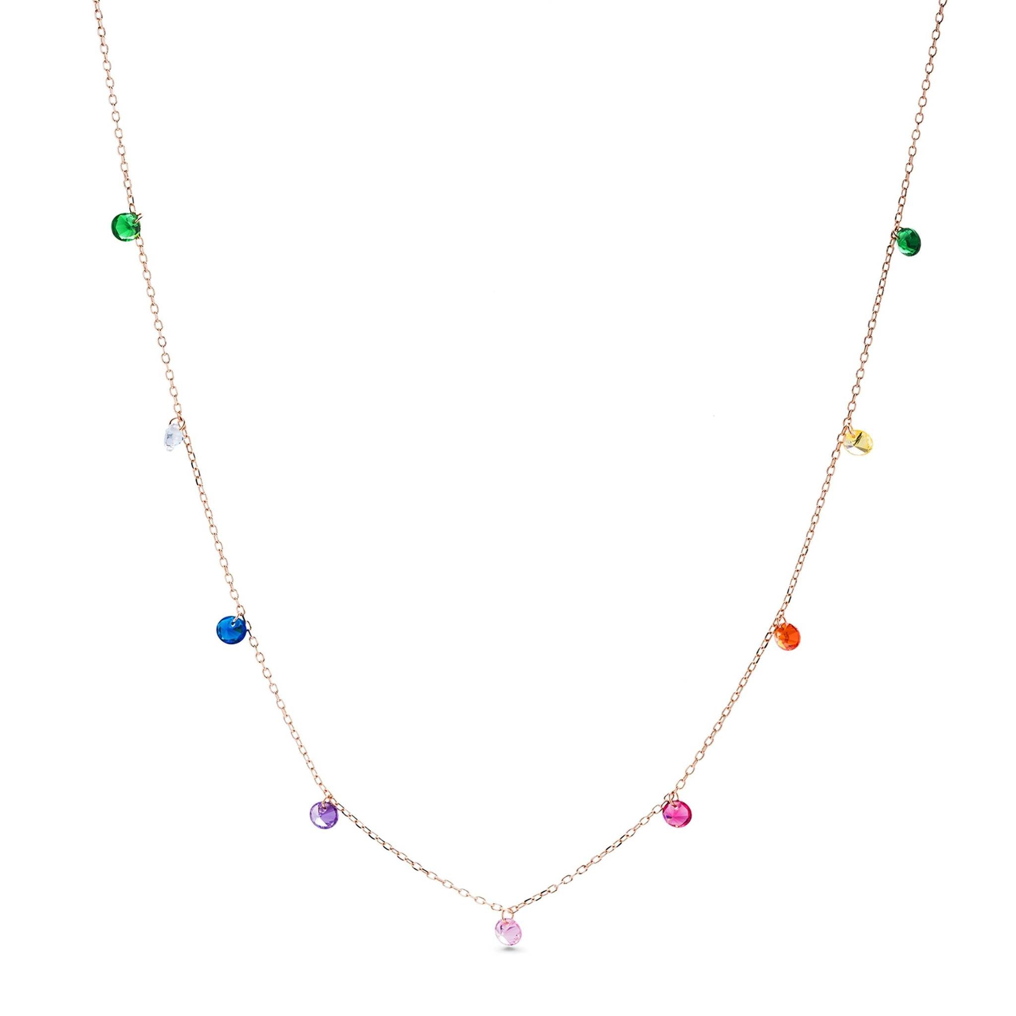 Luxenter Rolcon Necklace | Silver necklace With Multi-Coloured Stones | 