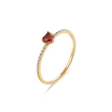 9K Gold Ring, Garnet Stone 0.31 Carat And 14 Diamonds 0.06 Carat | Rgaa005