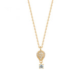 9K gold short necklace with hot air balloon pendant, 0.078 carat topaz stone and 48 diamonds 0.178 carat | rgac006