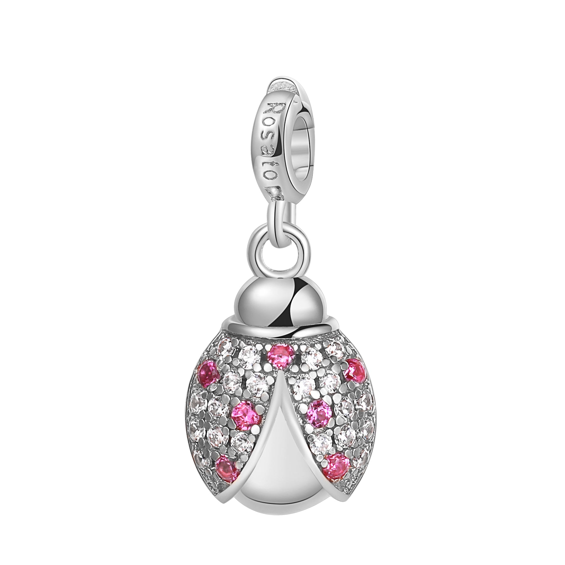 925   Sterling Silver Charm With 20 White Zircons And 7 Red Zircons | Rz003R