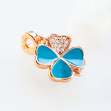 925   Sterling Silver Four-Leaf Clover Charm ,Green Enamel, 12 White Cubic Zirconia | Rz222R