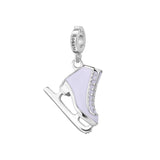 925   Sterling silver Ice Skate charm, white enamels | rz235r
