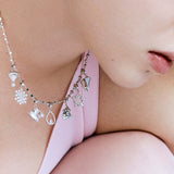 925   Sterling Silver Drop-Shaped Charm, 31 White Cubic Zirconia | Rz258R