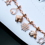 925   Sterling Silver Moon Boot-Shaped Charm, Rose Gold Plating, 71 White Cubic Zirconia | Rz259
