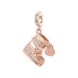 925   Sterling Silver Moon Boot-Shaped Charm, Rose Gold Plating, 71 White Cubic Zirconia | Rz259