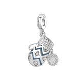 925   Sterling Silver Glove-Shaped Charm, Colored Enamels, 12 White Cubic Zirconia | Rz260R