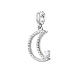 925  Sterling Silver Moon Charm, 33 White Cubic Zirconia | Rz262R
