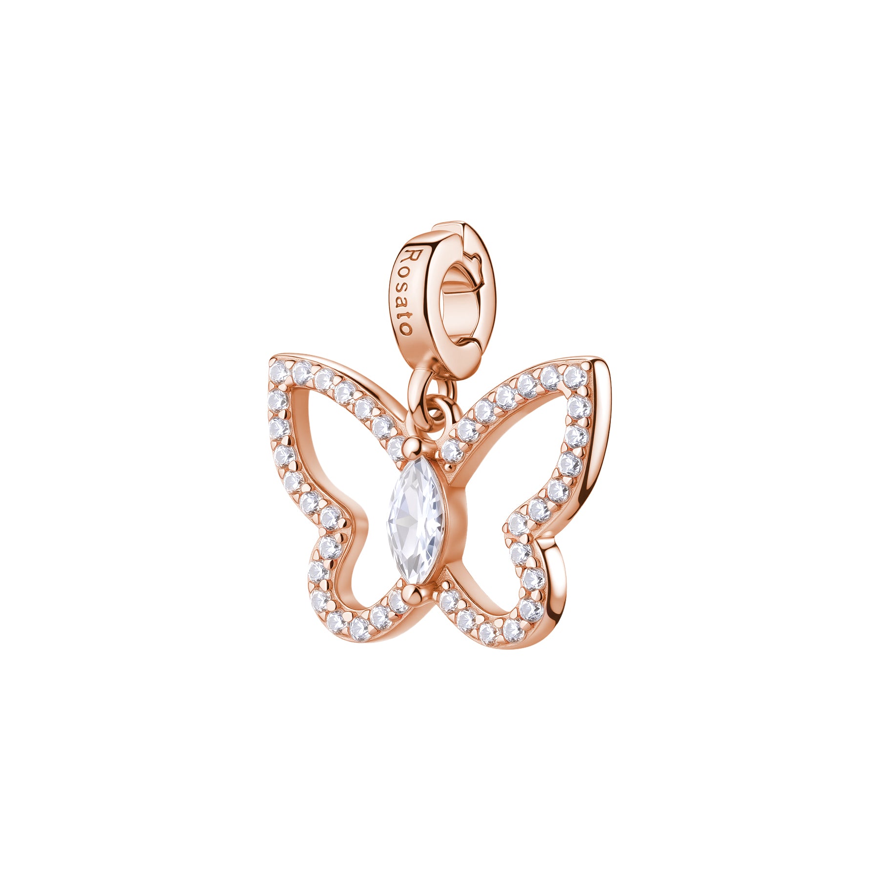925  Sterling Silver Butterfly Charm, 41 White Cubic Zirconia | Rz264R