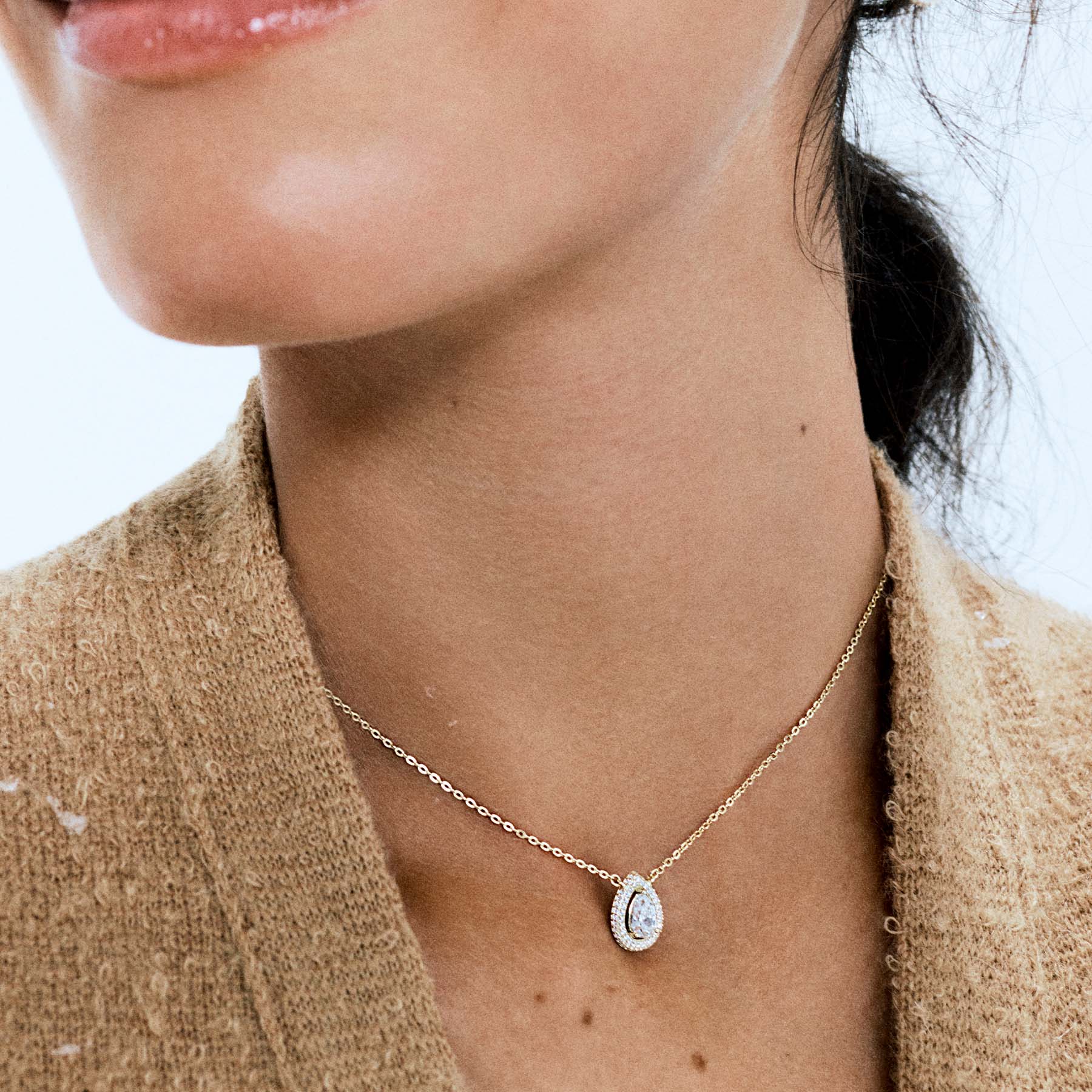 925  Sterling Silver Short Necklace, 59 White Cubic Zirconia | Rzan01