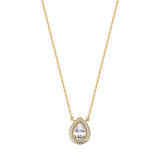 925  Sterling Silver Short Necklace, Yellow Gold Plating, 59 White Cubic Zirconia | Rzan02