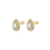 925  Sterling Silver Lobe Earrings, Yellow Gold Plating, 122 White Cubic Zirconia | Rzan22