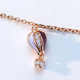 925   Sterling Silver Short Necklace, Rose Gold Plating, Colored Enamels, 28 White Cubic Zirconia | Rzar04