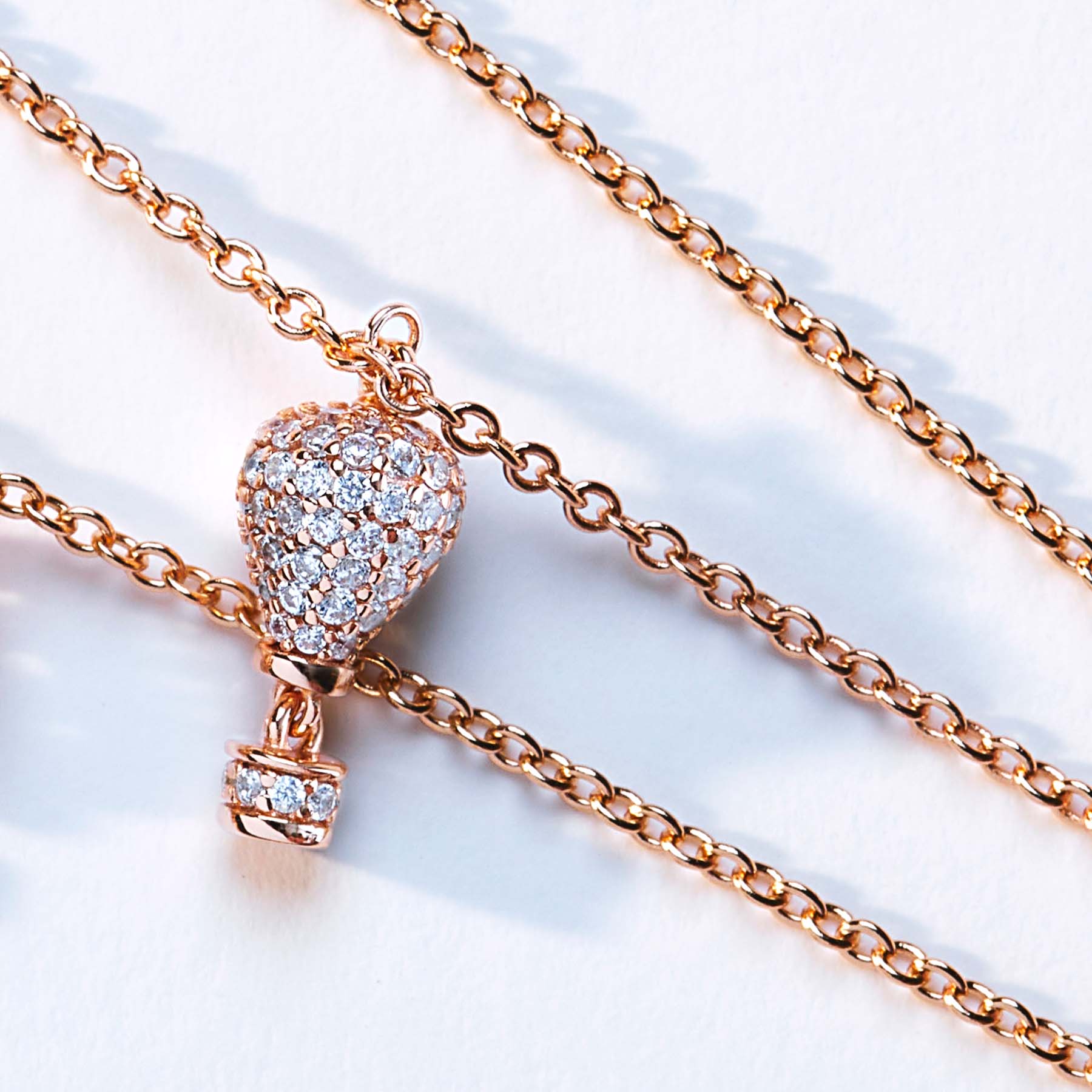 925   Sterling Silver Short Necklace, Rose Gold Plating, 89 White Cubic Zirconia | Rzar06