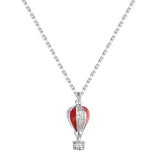925   Sterling Silver Short Necklace, Colored Enamels, 28 White Cubic Zirconia | Rzar09