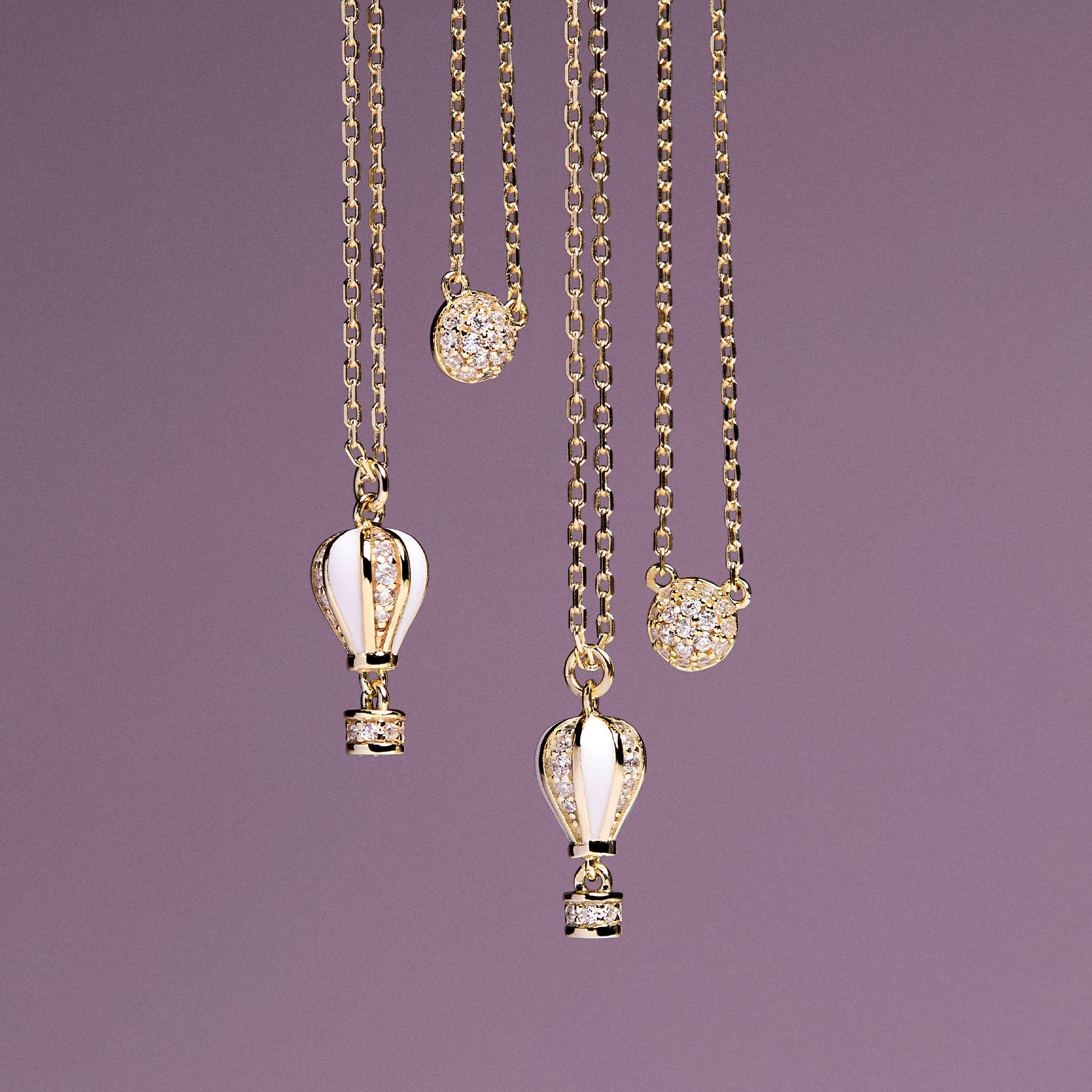 925   Sterling Silver Short Necklace, Gold Plating, Colored Enamels, 28 White Cubic Zirconia | Rzar10