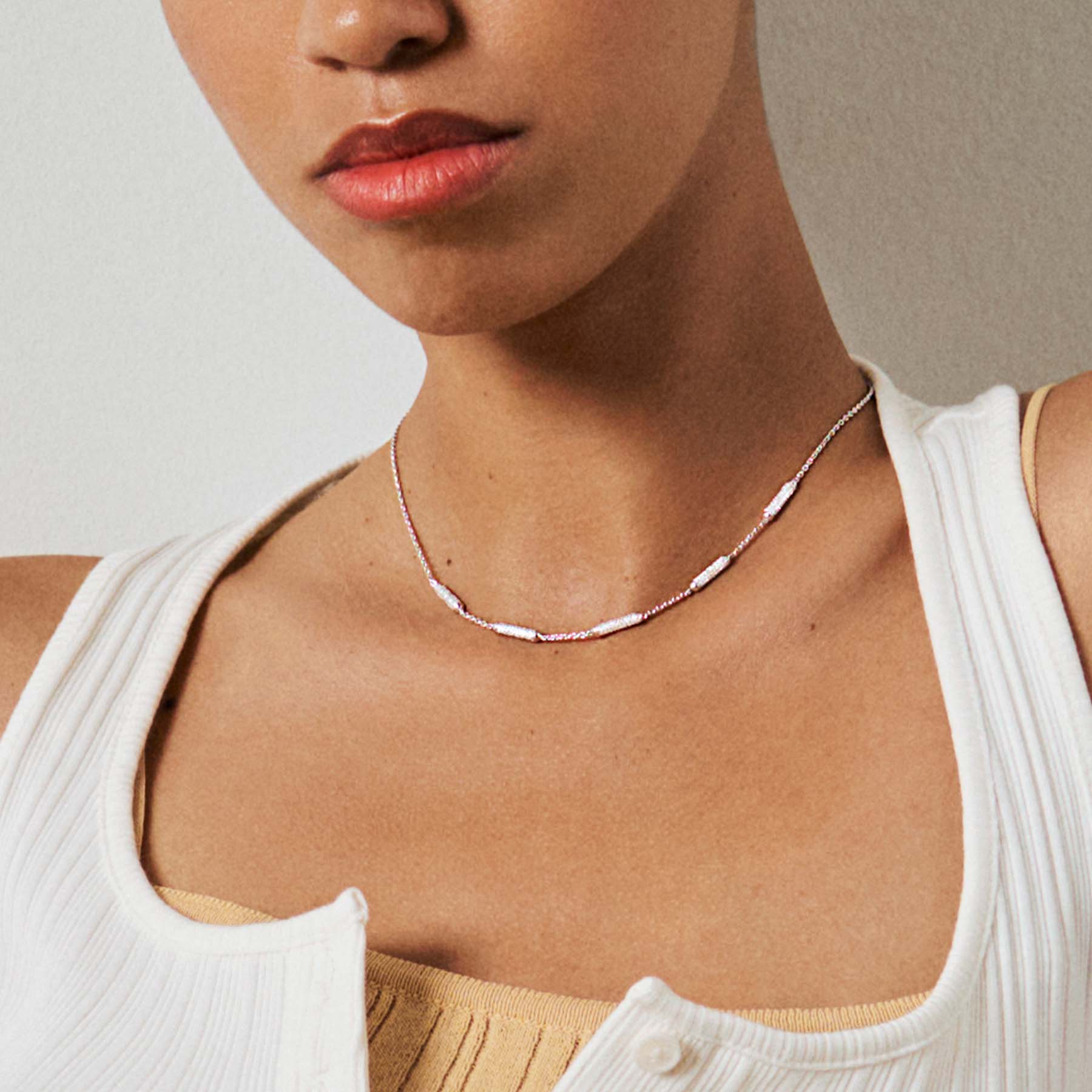 925  Sterling Silver Short Necklace, 300 White Cubic Zirconia | Rzbi58