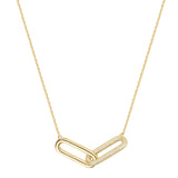 925  Sterling silver short necklace, gold plating, 312 white cubic zirconia | rzbi61