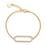 925  Sterling Silver Soft Bracelet, Gold Plating, 130 White Cubic Zirconia | Rzbi66
