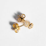 925  Sterling Silver Lobe Earrings, Gold Plating, 36 White Cubic Zirconia | Rzbi69