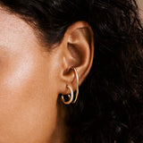 925  Sterling Silver Double Earrings, Gold Plating, 44 White Cubic Zirconia | Rzbi77