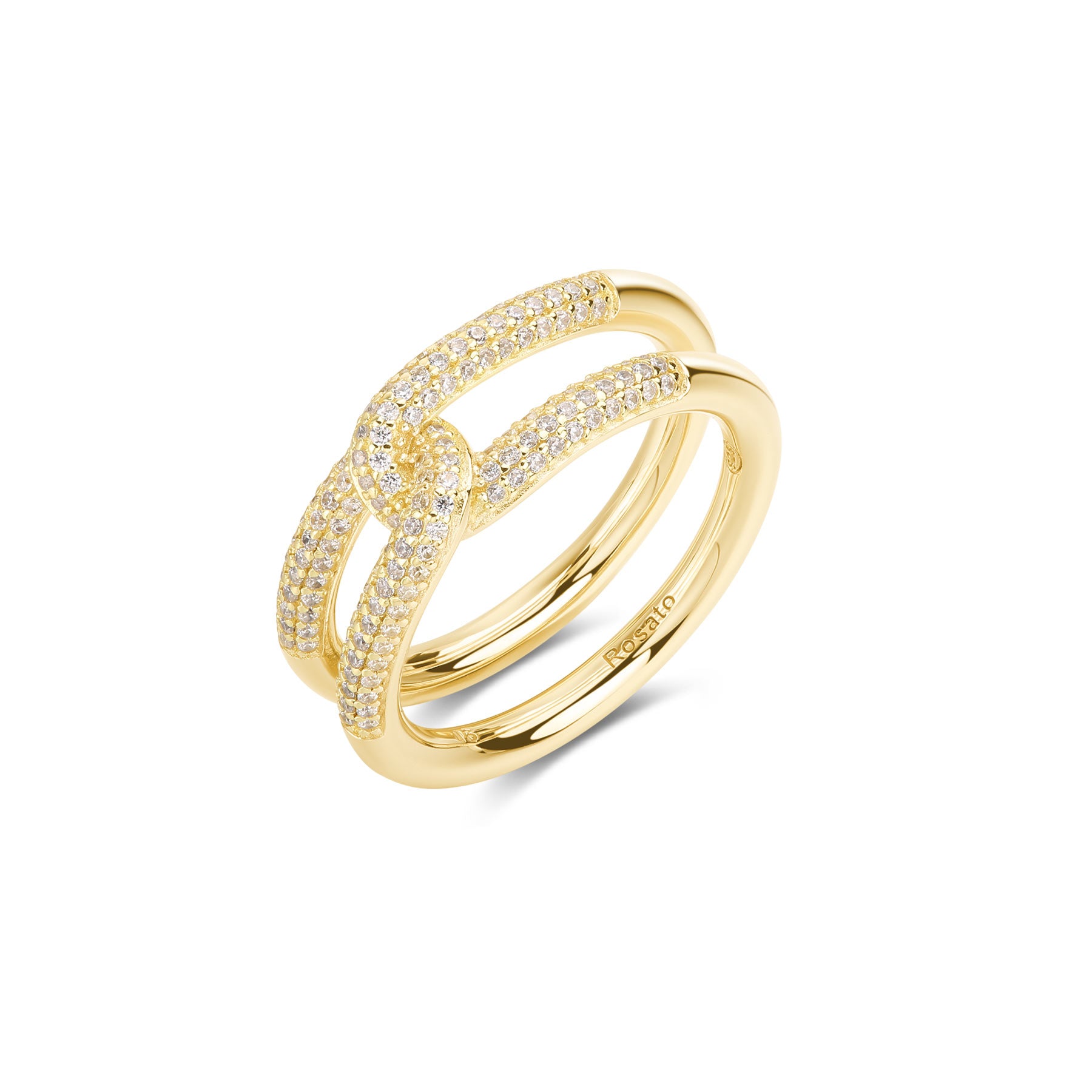 925  Sterling Silver Band Ring, Gold Plating, 144 White Cubic Zirconia | Rzbi84C
