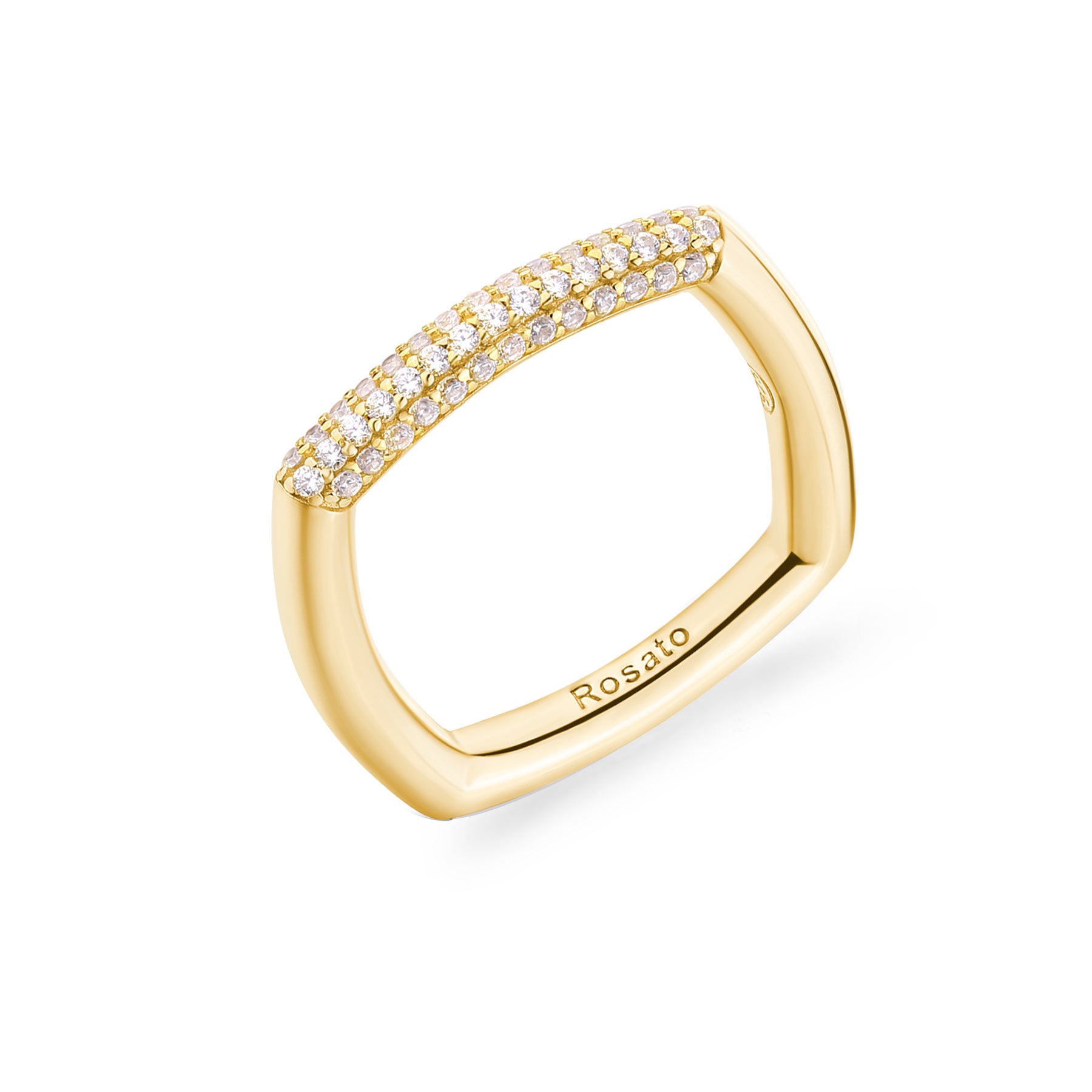 925  Sterling Silver Ring, Gold Plating, 56 White Cubic Zirconia | Rzbi85C