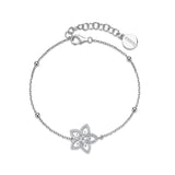 925  Sterling Silver Soft Bracelet With Flower Pendant, 55 White Cubic Zirconia | Rzga88