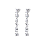 925   Sterling Silver Long Earrings, 12 White Cubic Zirconia | Rzge27