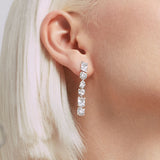 925   Sterling Silver Long Earrings, 12 White Cubic Zirconia | Rzge27