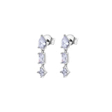 925   Sterling Silver Long Earrings, 6 White Cubic Zirconia | Rzge28