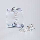 925   Sterling Silver Long Earrings, 6 White Cubic Zirconia | Rzge28