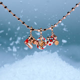 925   Sterling Silver Moon Boot-Shaped Charm, Rose Gold Plating, Colored Enamels - Christmas Limited Edition | Rzle087